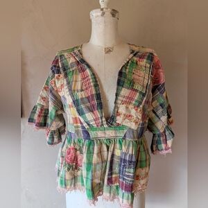 Magnolia Pearl Multicolor Patchwork Plaid Tunic